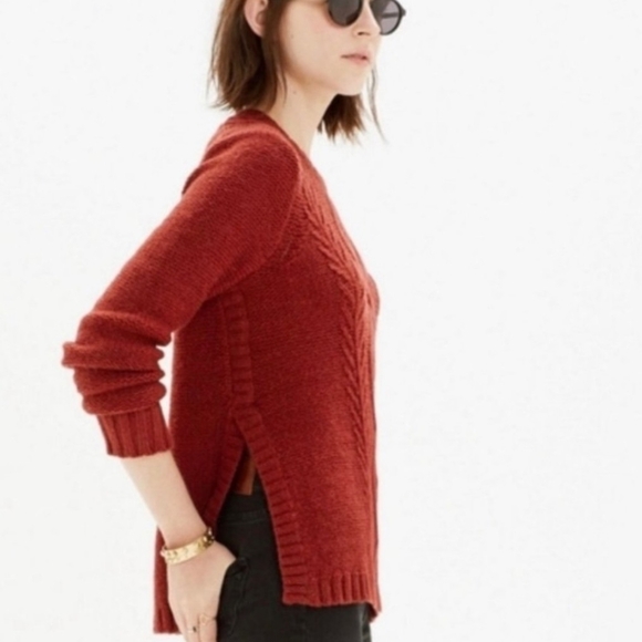 Madewell Firelight Sweater Rust Cable Knit Wool Blend - Picture 4 of 13